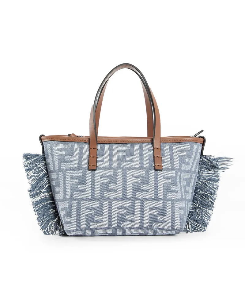 Fendi Mini Roll Tote effetto denim FF Blue