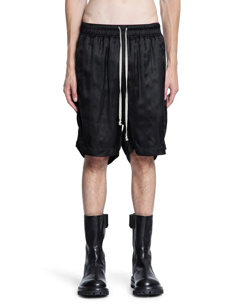 Rick Owens Concordians Boxers in Cupro Twill Black