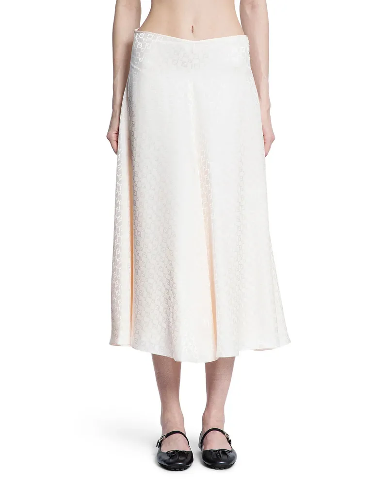 Fendi FF Checkerboard Silk Skirt Pink