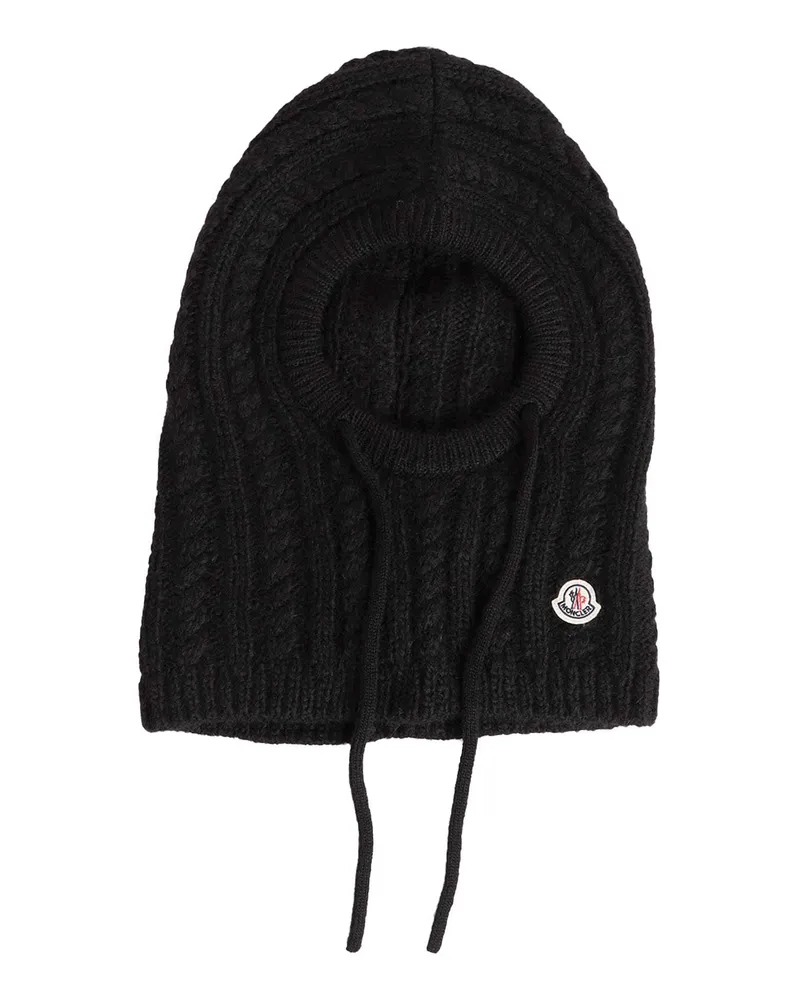 Moncler Cable Knit Alpaca Blend Balaclava Black