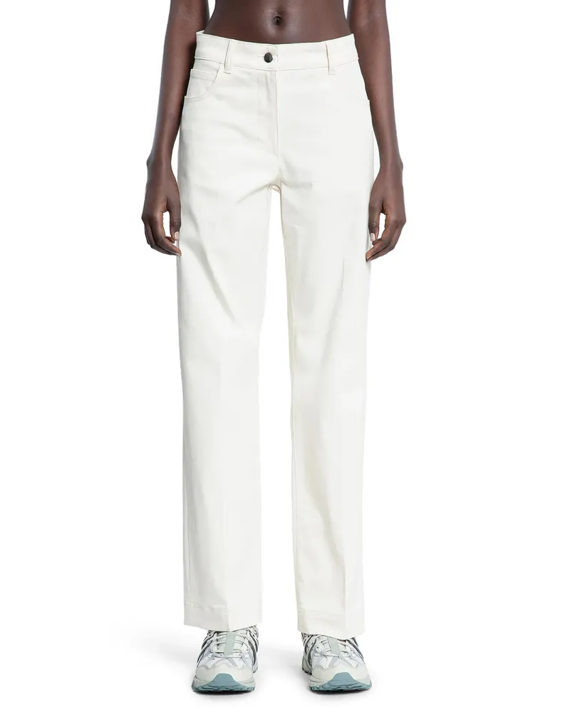 Moncler Cotton Gabardine Straight Leg Trousers Off-white