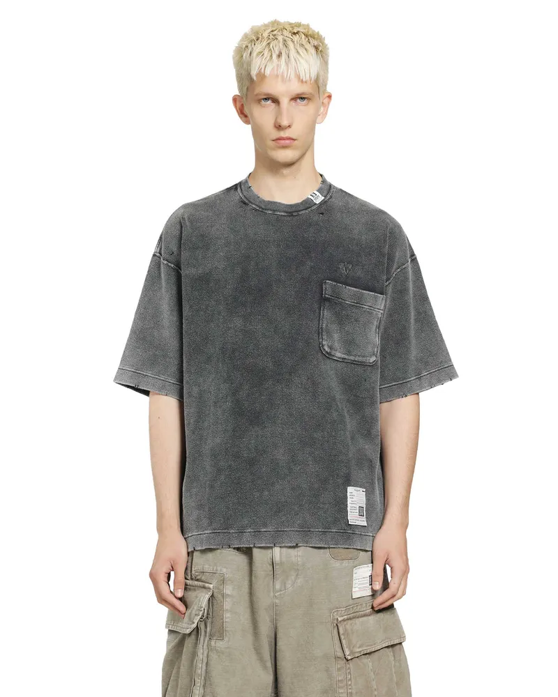 MIHARAYASUHIRO Bleached Thermal T-Shirt Black