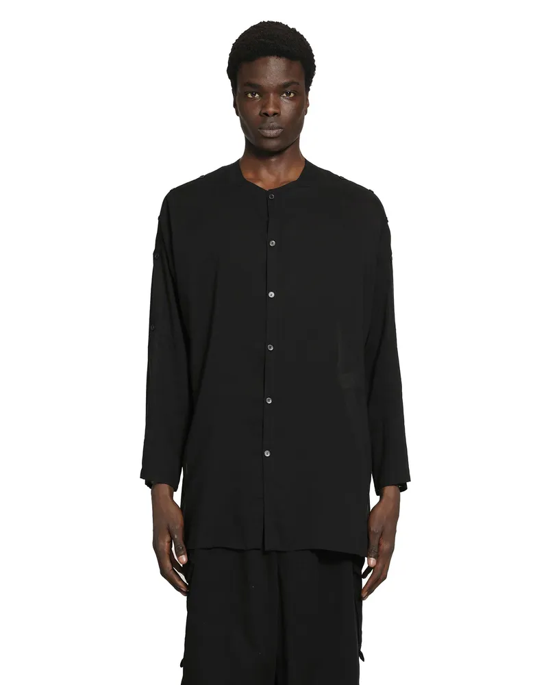 Yohji Yamamoto Collarless B Shirt Black