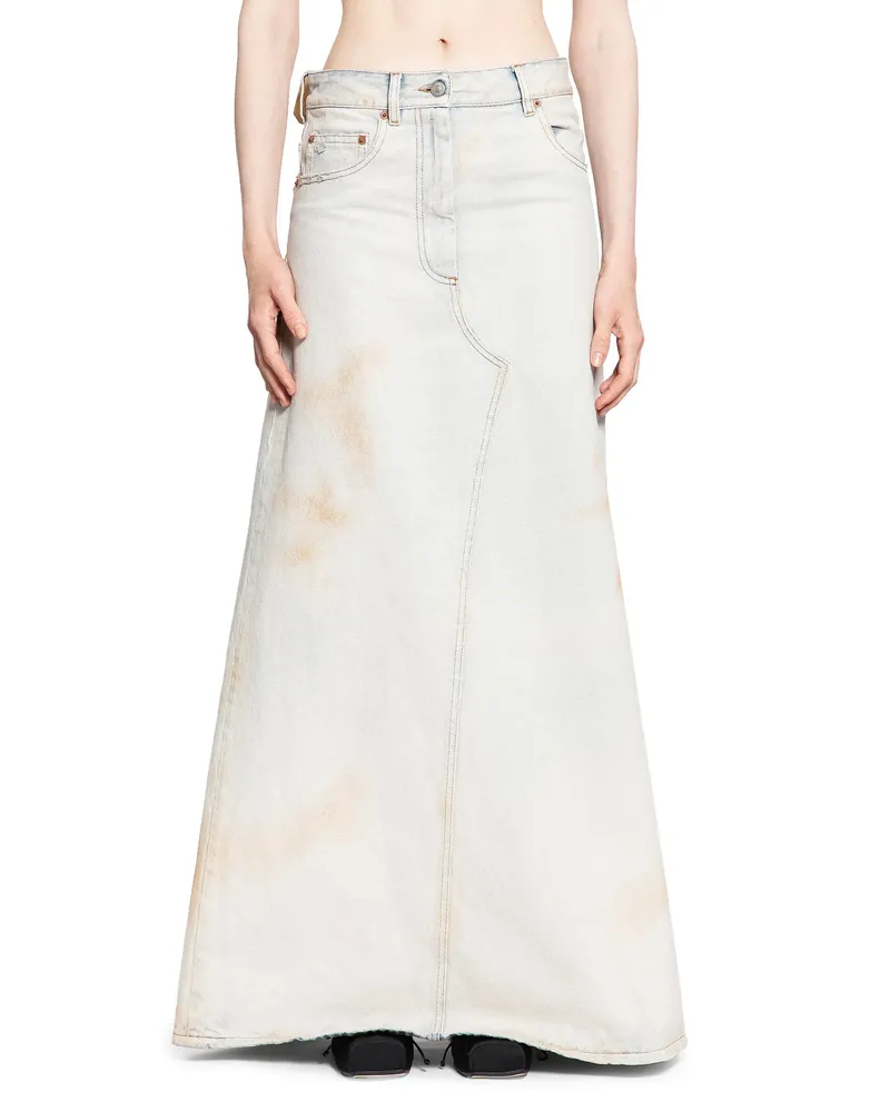 Maison Margiela Gonna lunga in denim sbiancato Blue