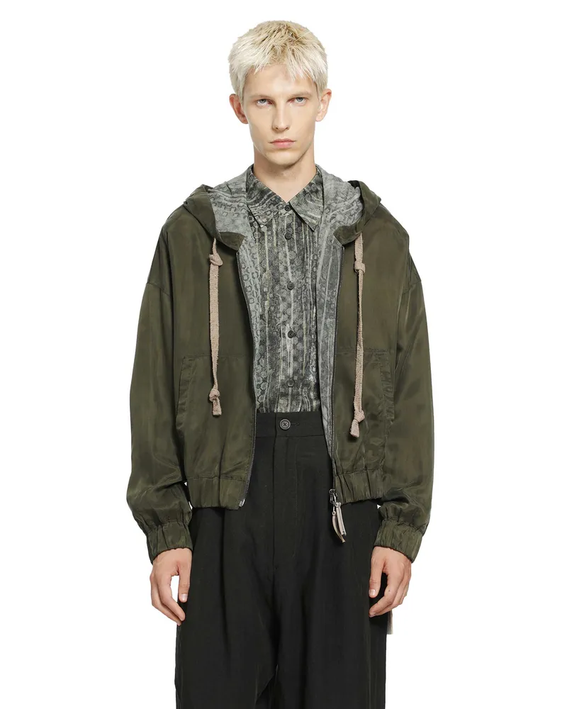 Ziggy Chen Croppped Full Zip Hoodie Green