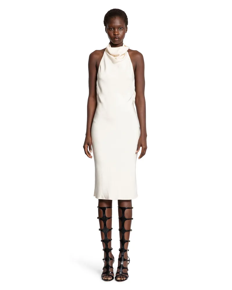 Tom Ford Halterneck Silk Cocktail Dress Off-white