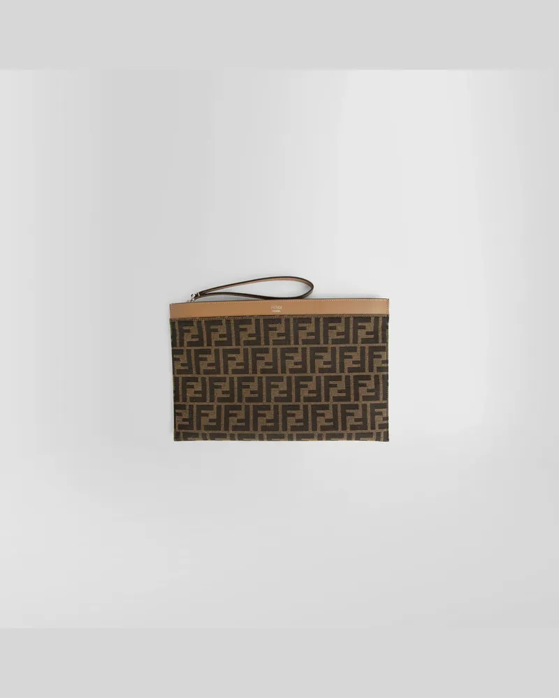 Fendi FF Jacquard Flat Medium Pouch Brown