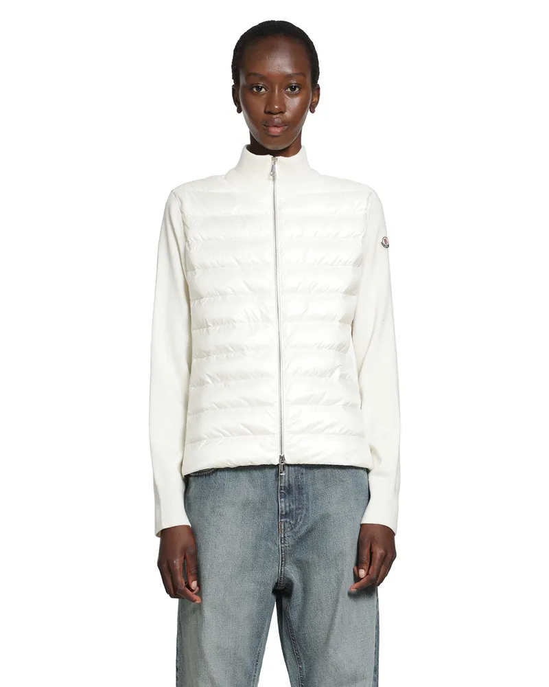 Moncler Padded Wool Zip-Up Cardigan White