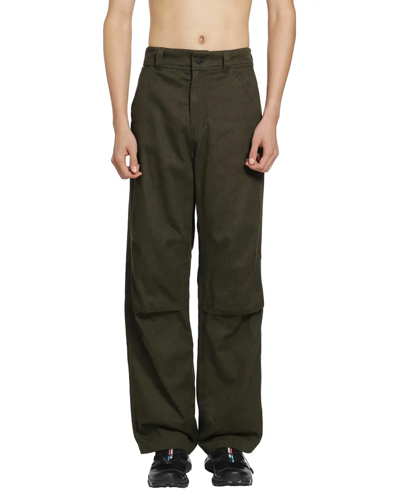 Moncler Straight Leg Cotton Trousers Green
