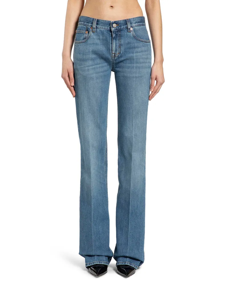 Gucci Flared Stretch Cotton Denim Trousers Blue