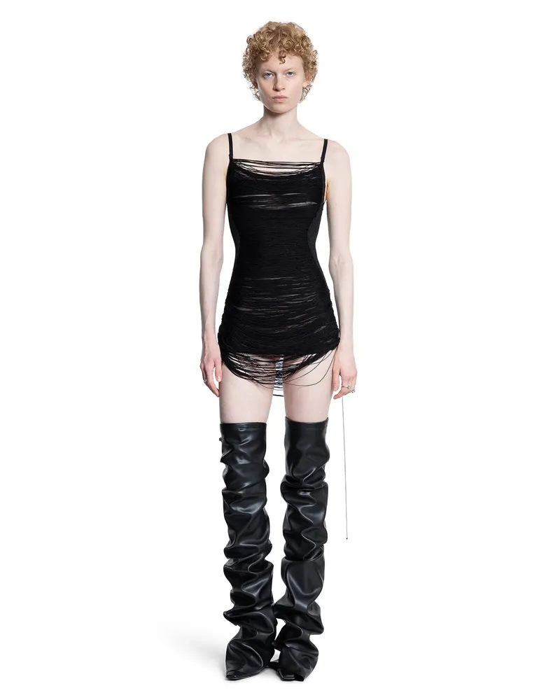 ATTICO Fringed Mini Dress Black