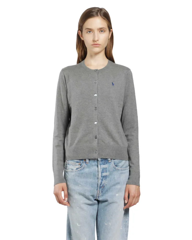 Ralph Lauren Stretch Cotton Blend Cardigan Grey