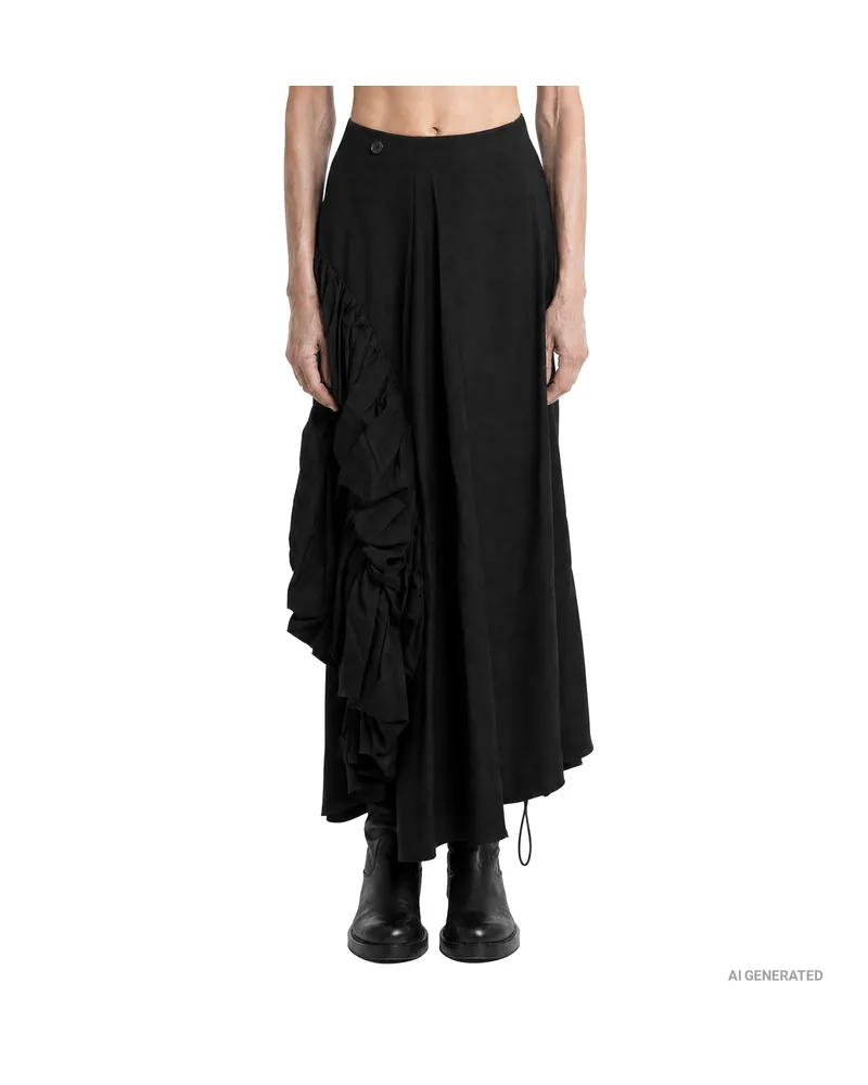 Comme des Garçons Draped Wool Skirt Black