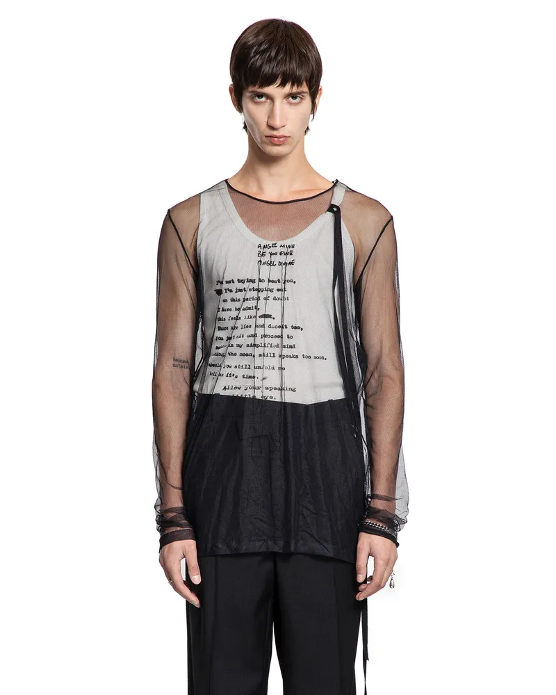 Ann Demeulemeester Angel Divine'' Long Sleeve T-Shirt in Tulle Black