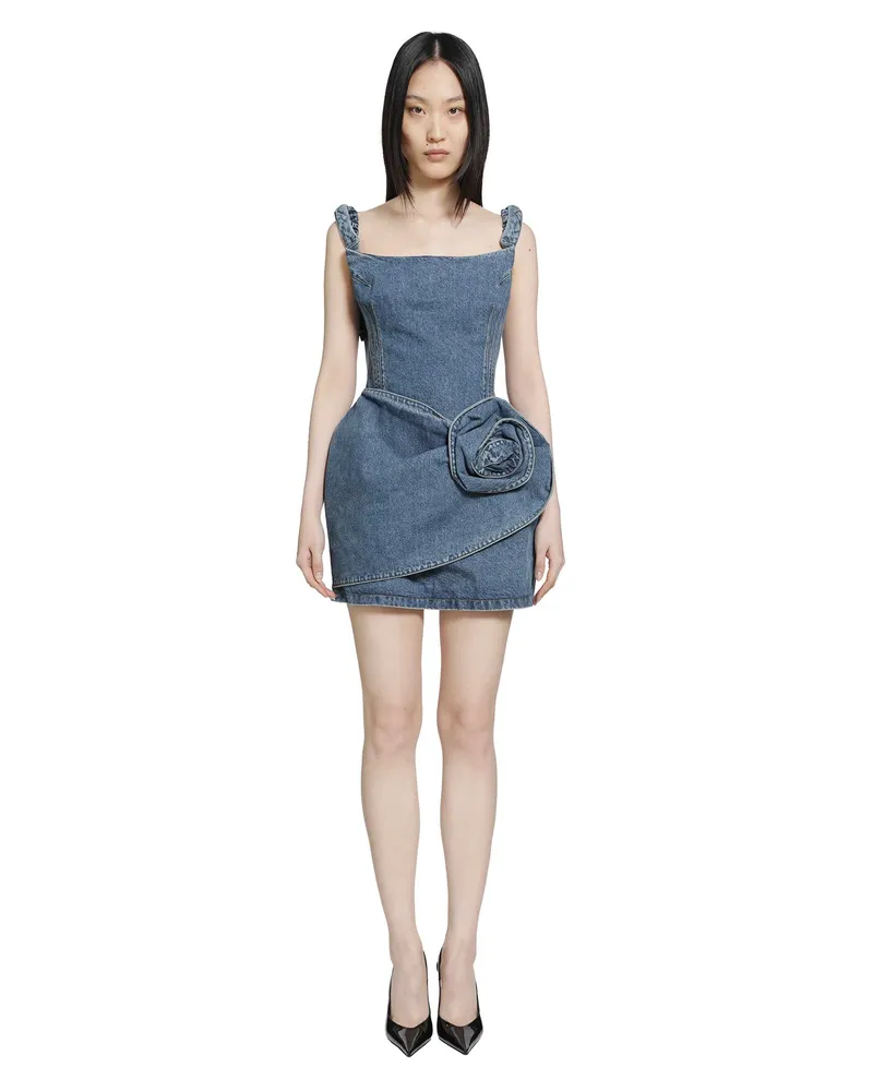 Magda Butrym Off-Shoulder Denim Mini Dress Blue