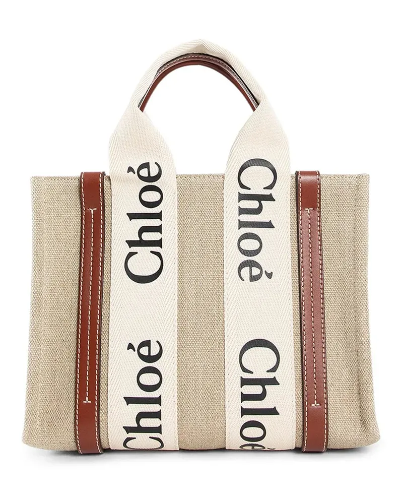 Chloé Small Woody Tote Bag Beige