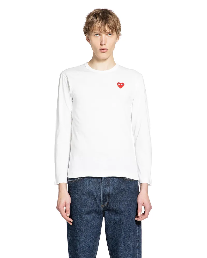 Comme des Garçons Heart Cotton Long Sleeve T-Shirt White