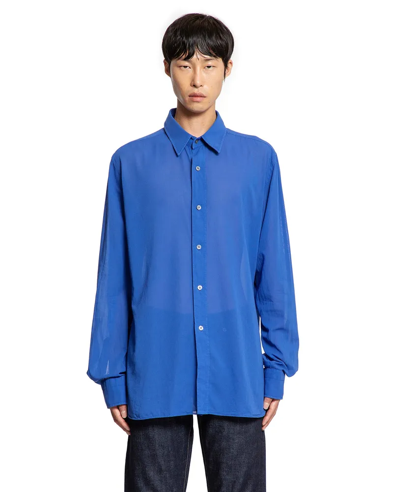 Tom Ford Cotton Voile Fluid Fit Shirt Blue