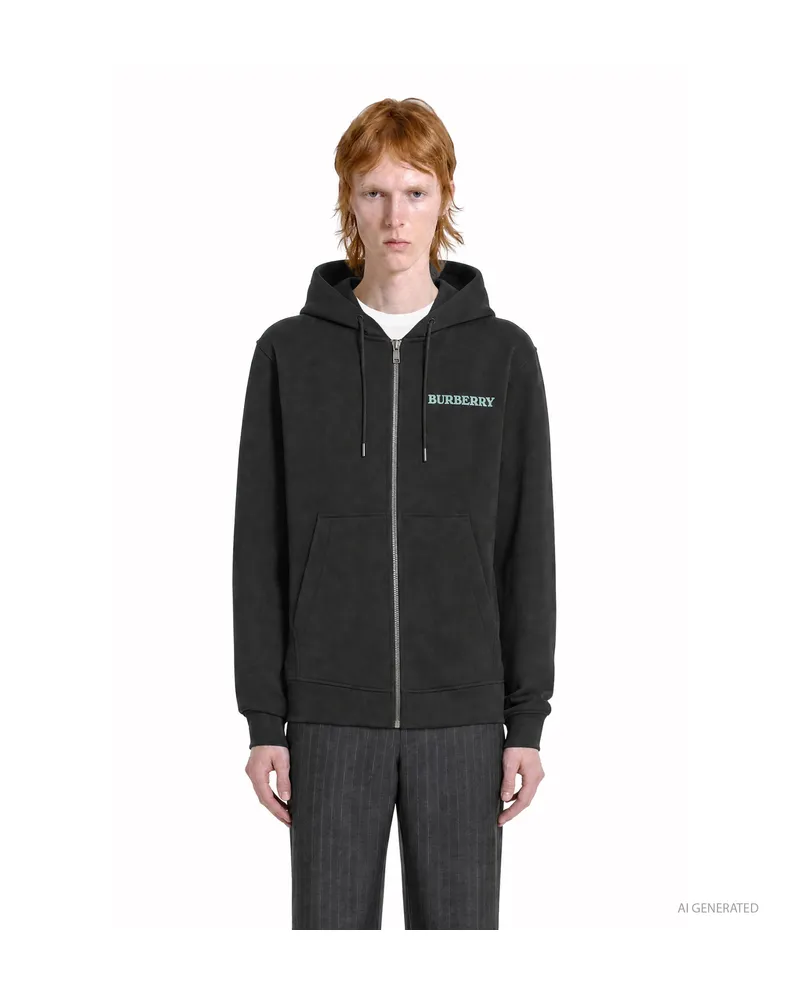 Burberry Heritage Logo Zip Hoodie Black