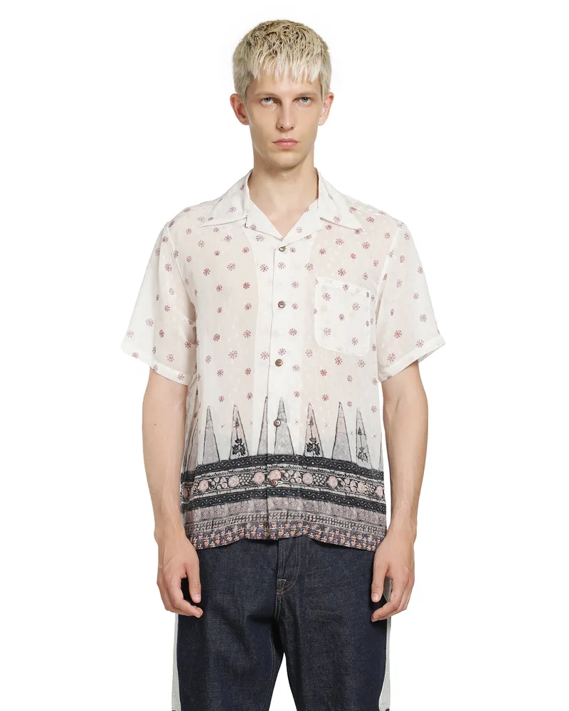 KAPITAL Sheer Sarasa Calico Short Sleeve Shirt Off-white