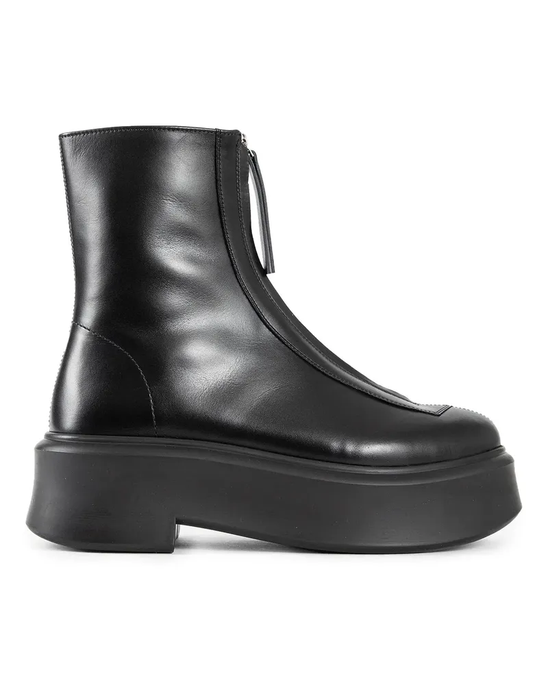 The Row Zipped Boots I in Leather Black