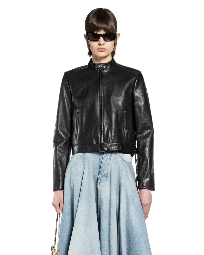 Balenciaga Lace-up Biker Jacket Black