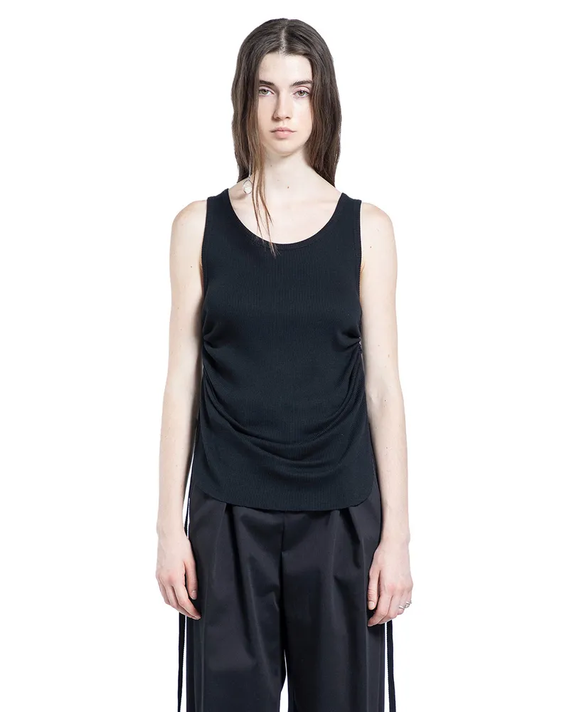 Ann Demeulemeester Mara Wrinkled Cropped Tank Top Black