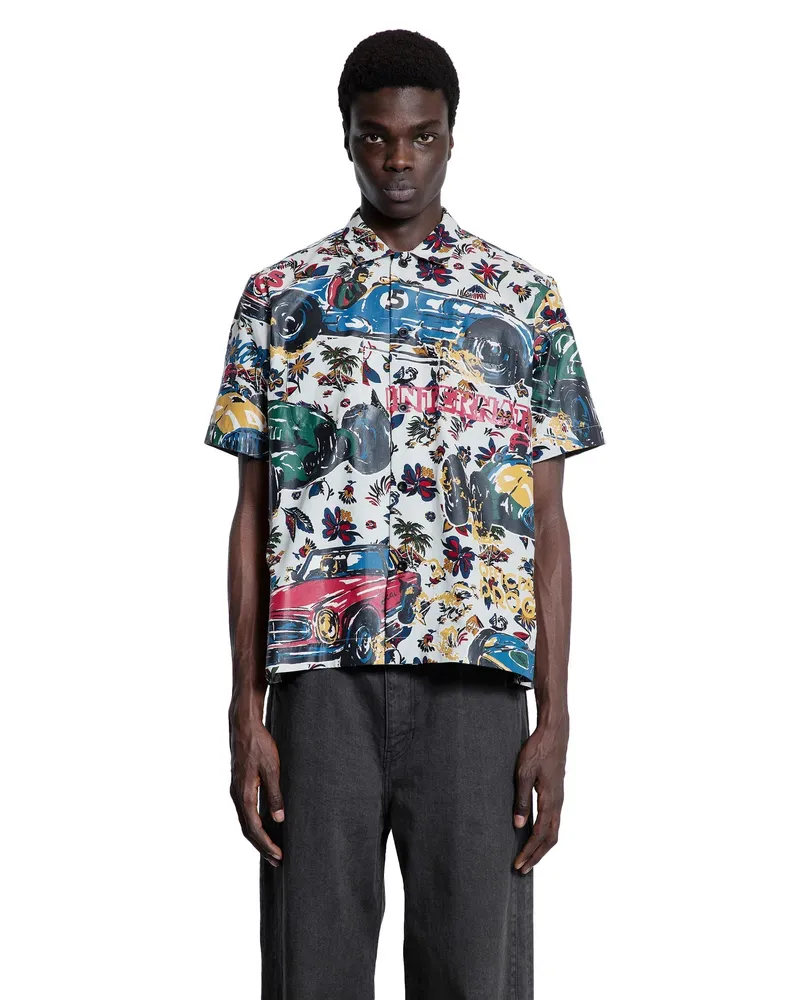Sacai Car Race/Tropical Print T-Shirt Off-white