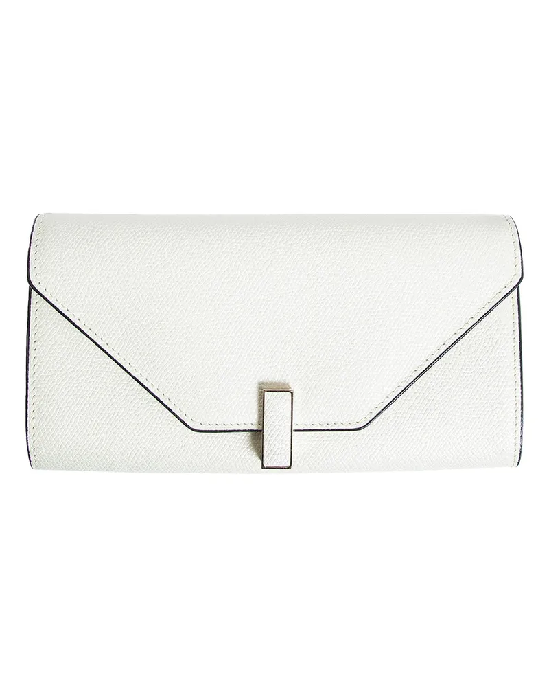 Valextra Iside Continental Purse with Chain White
