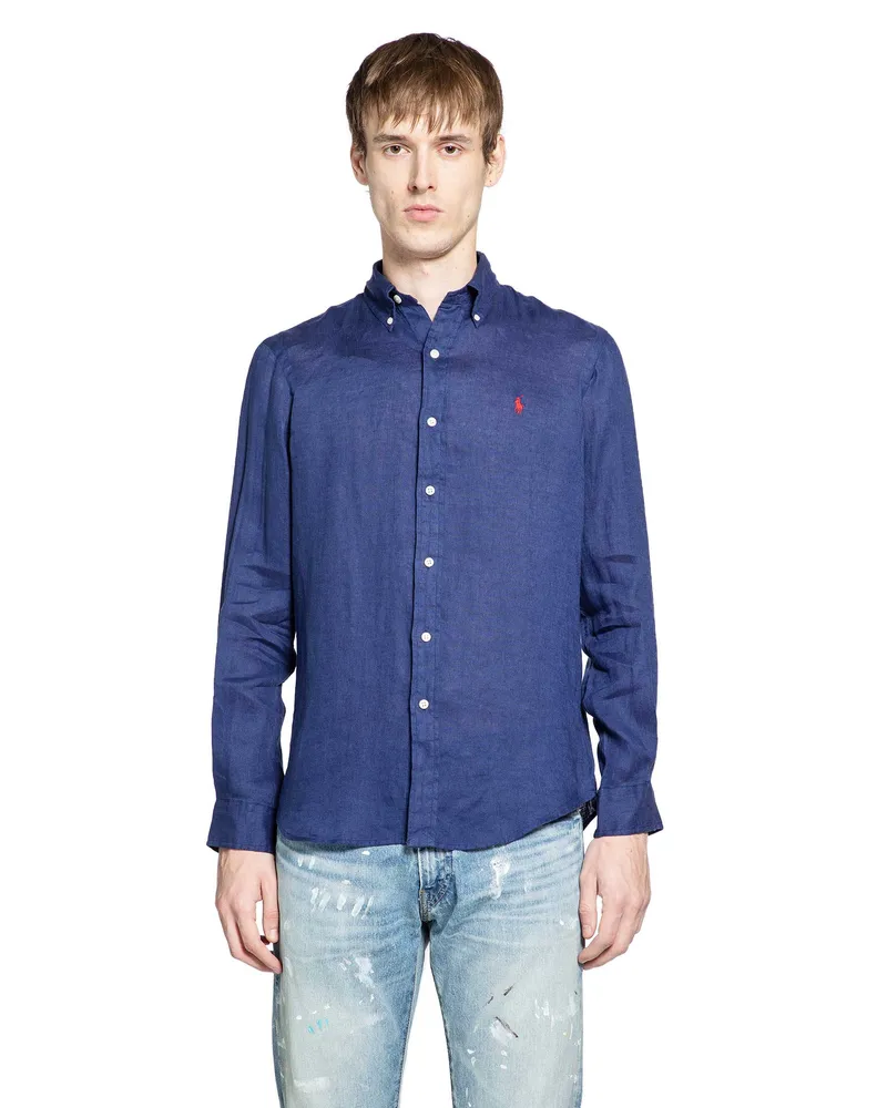 Ralph Lauren Custom Fit Linen Shirt Blue