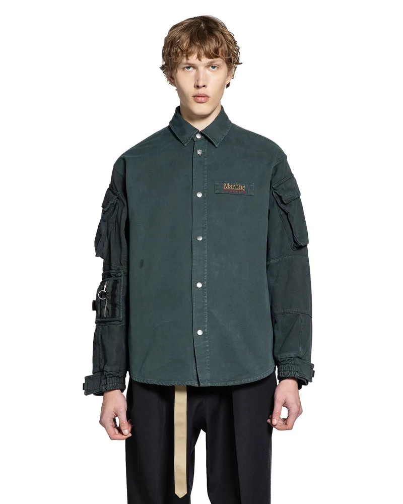 Martine Rose Cotton Denim Utility Overshirt Green