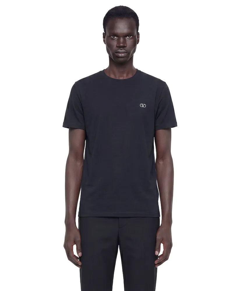 Valentino Garavani VLogo Cotton T-Shirt Black