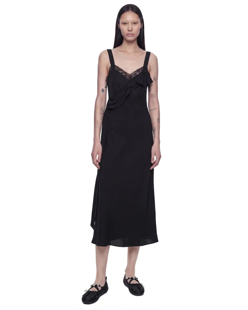 Simone Rocha Bow Sash Slip Midi Dress Black