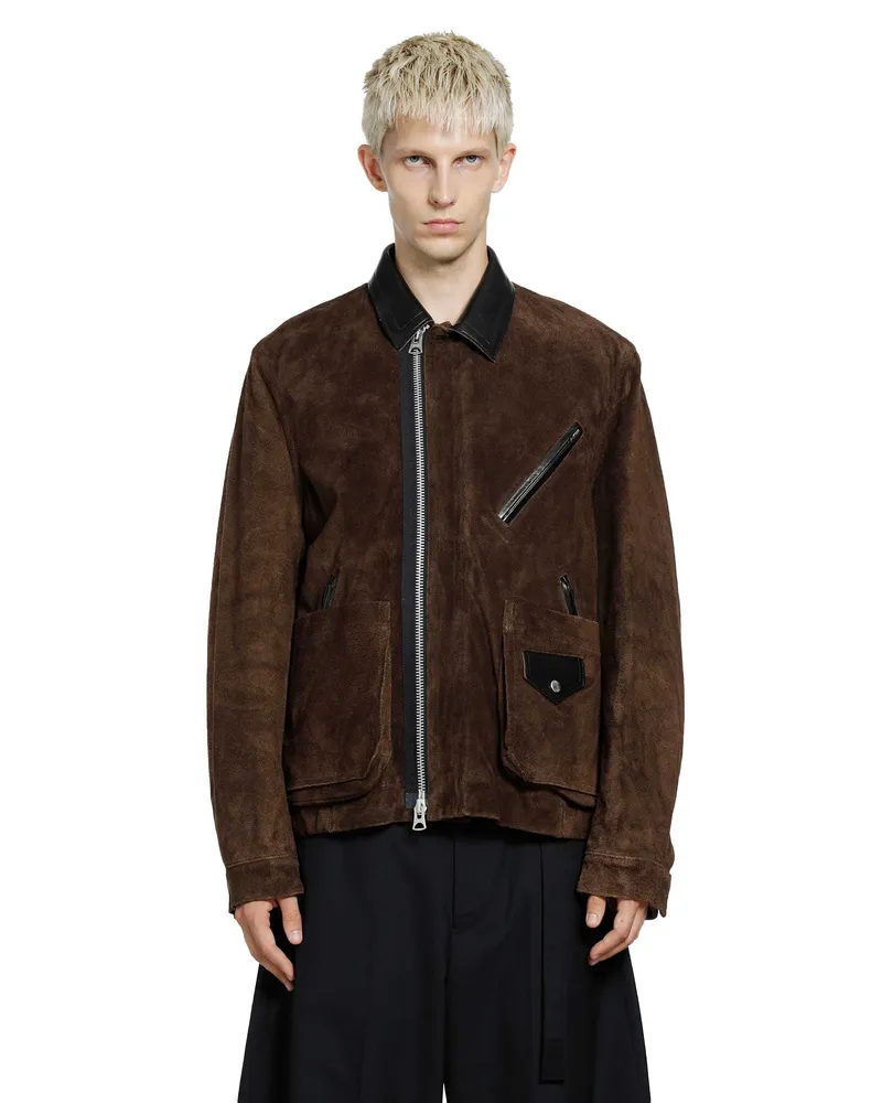 Sacai Suede Blouson Brown