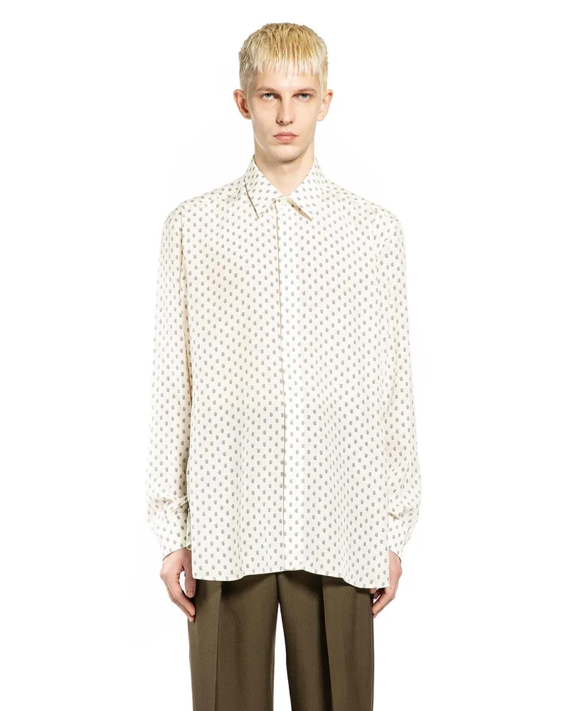 Tom Ford Crepe de Chine Paisley Print Fluid Shirt Off-white