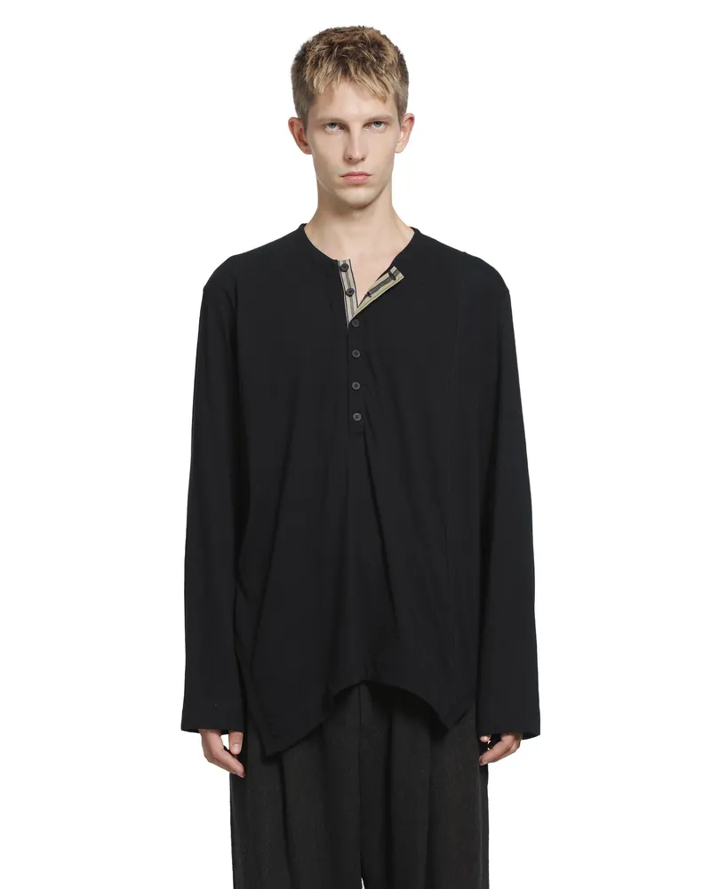 Ziggy Chen Classic Henley-Neck T-Shirt Black