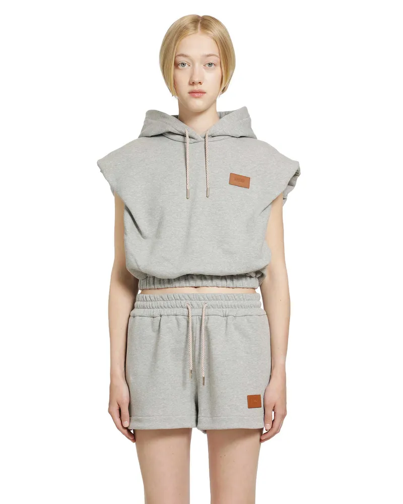 Fendi Cropped Jersey Sweatshirt Grey