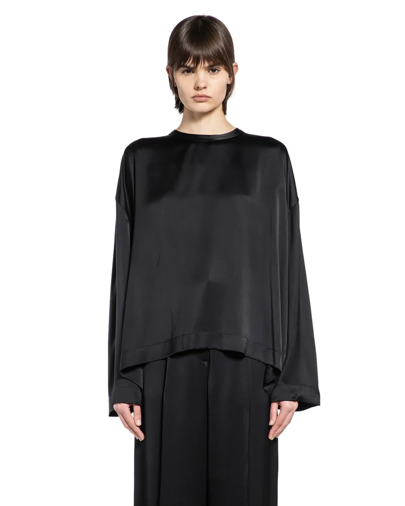 Totême Boxy Satin Top Black