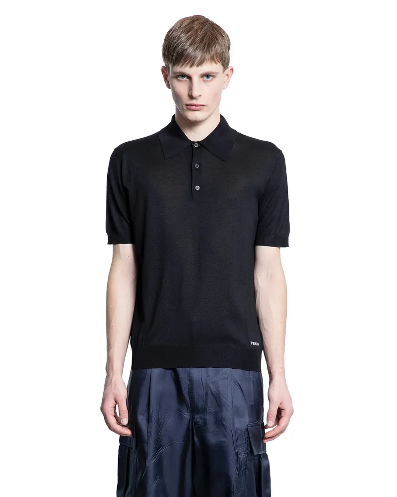 Prada Silk Polo Shirt Black