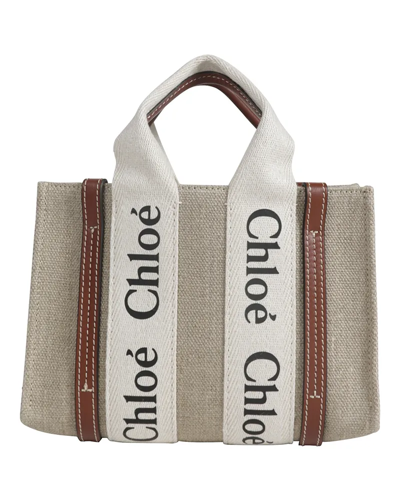 Chloé Mini Woody Tote bag in Linen Beige