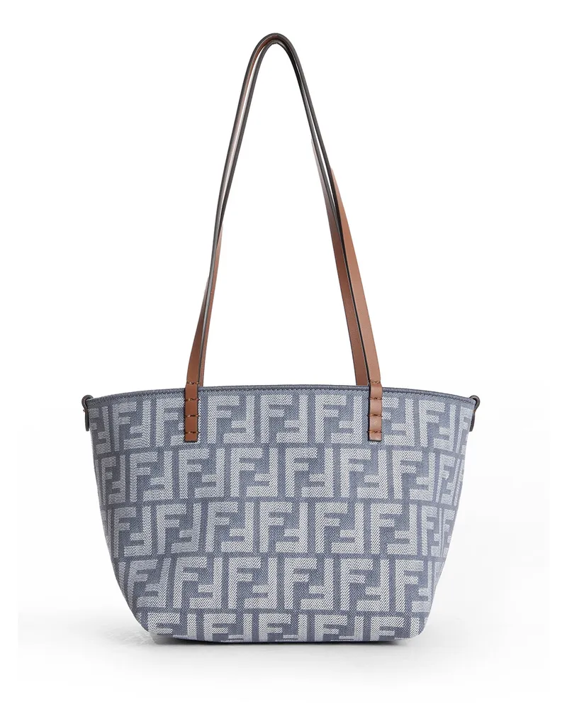 Fendi Small Roll Denim-Effect FF Shopper Blue