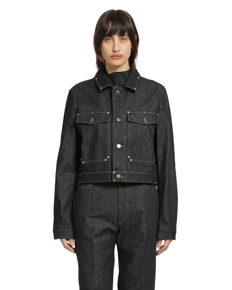 Christophe Lemaire Denim Studded Jacket Blue
