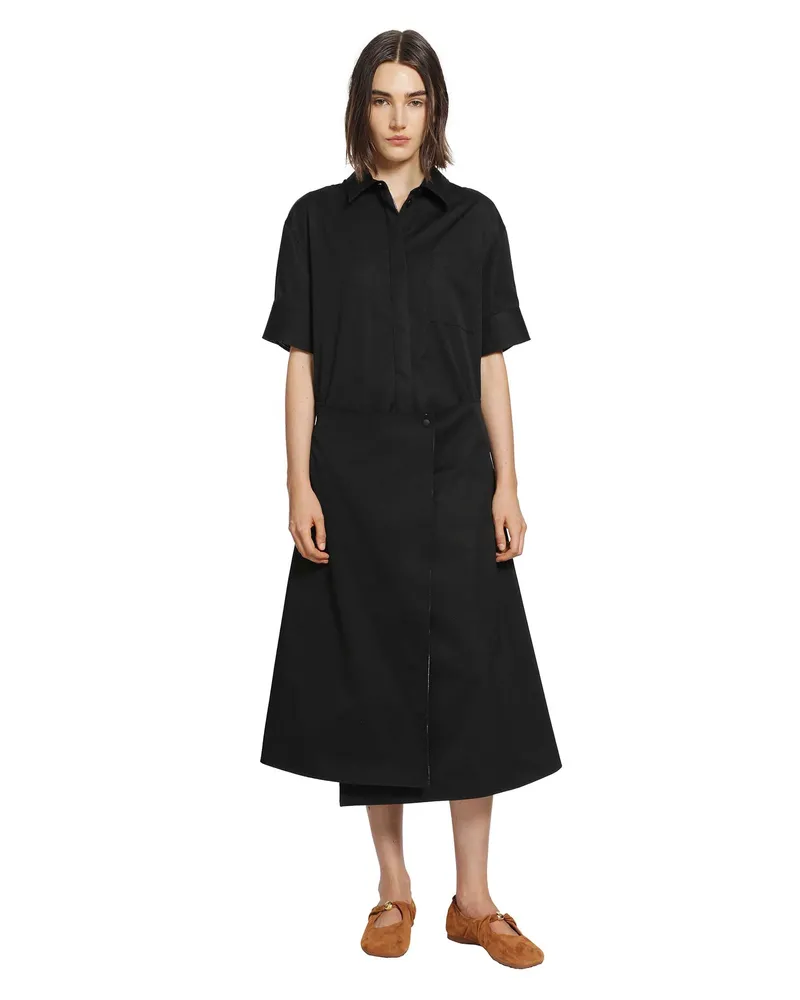 Loewe Shirt Dress in Cotton and Silk Black