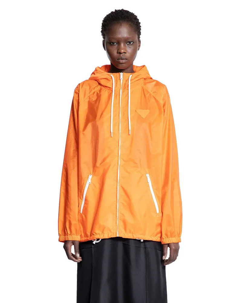 Prada Lightweight Re-Nylon Rain Jacket Orange