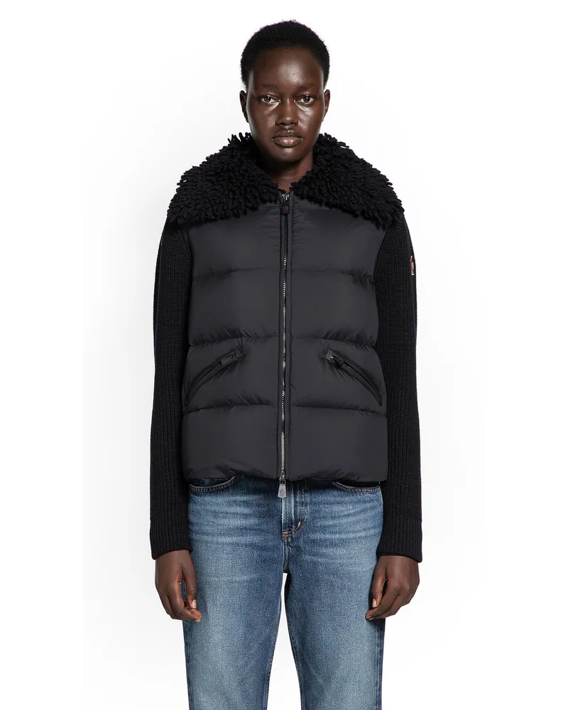 Moncler Padded Wool Zip-Up Cardigan Black