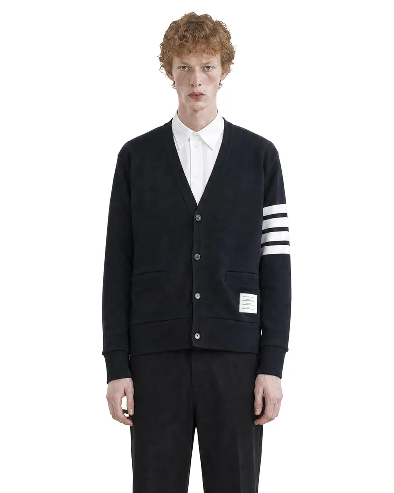 Thom Browne Loopback 4-Bar Boat Cardigan Blue