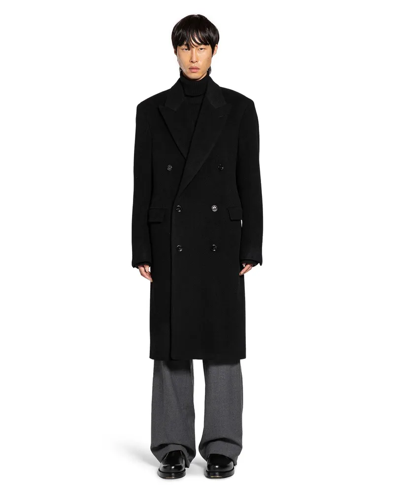 LARDINI Double-Breasted Wool Coat Black