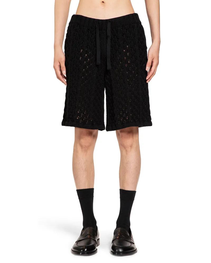 Laneus Pantaloncini a maglia all'uncinetto traforati Black