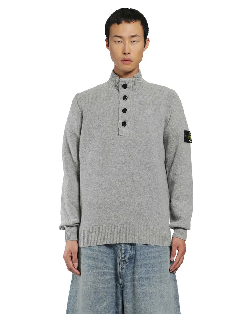 Stone Island 5100040 Lambswool Half-Zip Sweater Grey