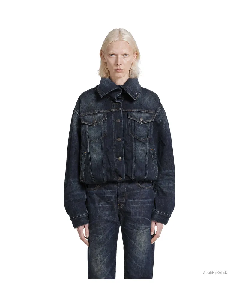 Acne Studios Cropped Denim Jacket Blue